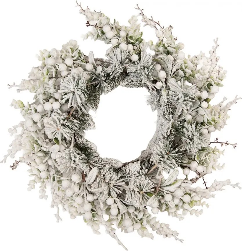 Christmas Wreath ? 50 Cm Green White Plastic - ? 50*10 cm