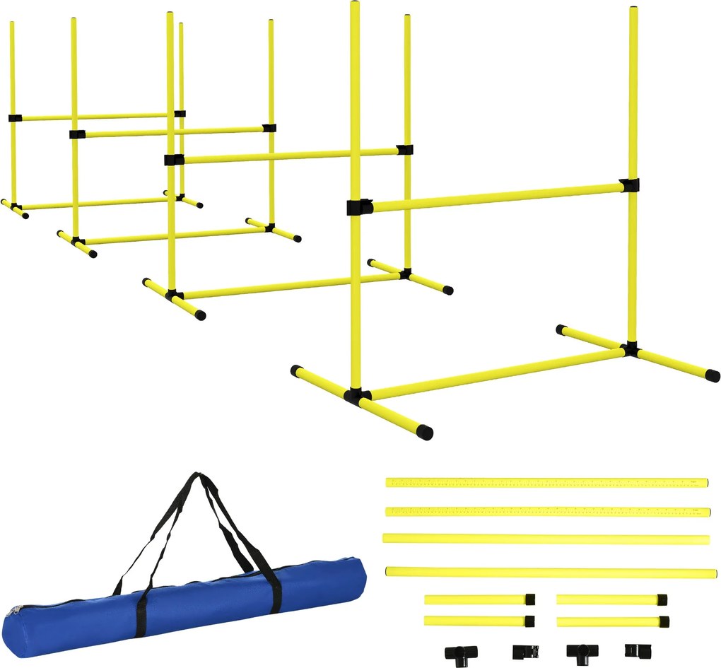 PawHut Agility Set pre psov – 4-dielna agility súprava pre tréning psov s 4 nastaviteľnými prekážkami a taškou na prenášanie | Aosom