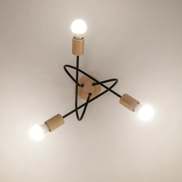 Prisadený luster OXFORD 3xE27/15W/230V borovica/čierna