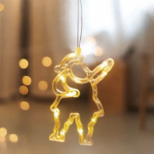 ACA Lighting LED Vianočné santa do okna, teplá biela farba, IP20, 3xAAA, prísavka