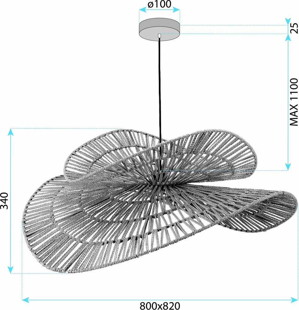 Toolight Toolight, prírodné BOHO závesné svietidlo 80cm, APP1738-1CP, OSW-06061