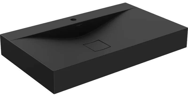 Mexen Poli, umývadlo na dosku z konglomerátu 1/O 80 x 48 cm, čierna matná, 23028071