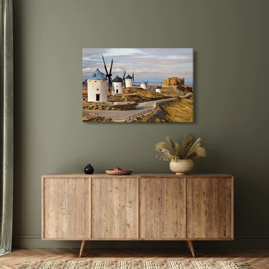 Obraz - Veterné mlyny Consuegra, Španielsko (90x60 cm)