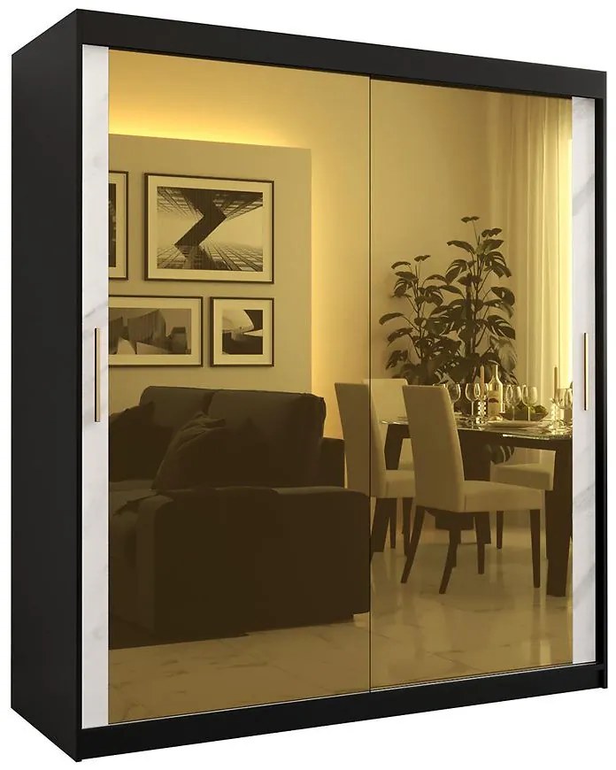 Skriňa Platinum T3 180 čierna marmur/biely