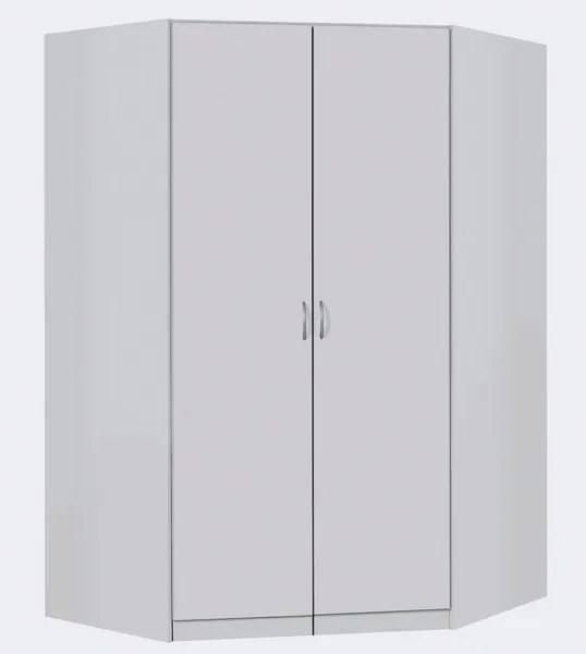 Rohová šatníková skriňa Case, biela