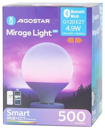 LED RGBW Stmievateľná žiarovka MESH G120 E27/4,9W/230V 2700-6500K + DO - Aigostar