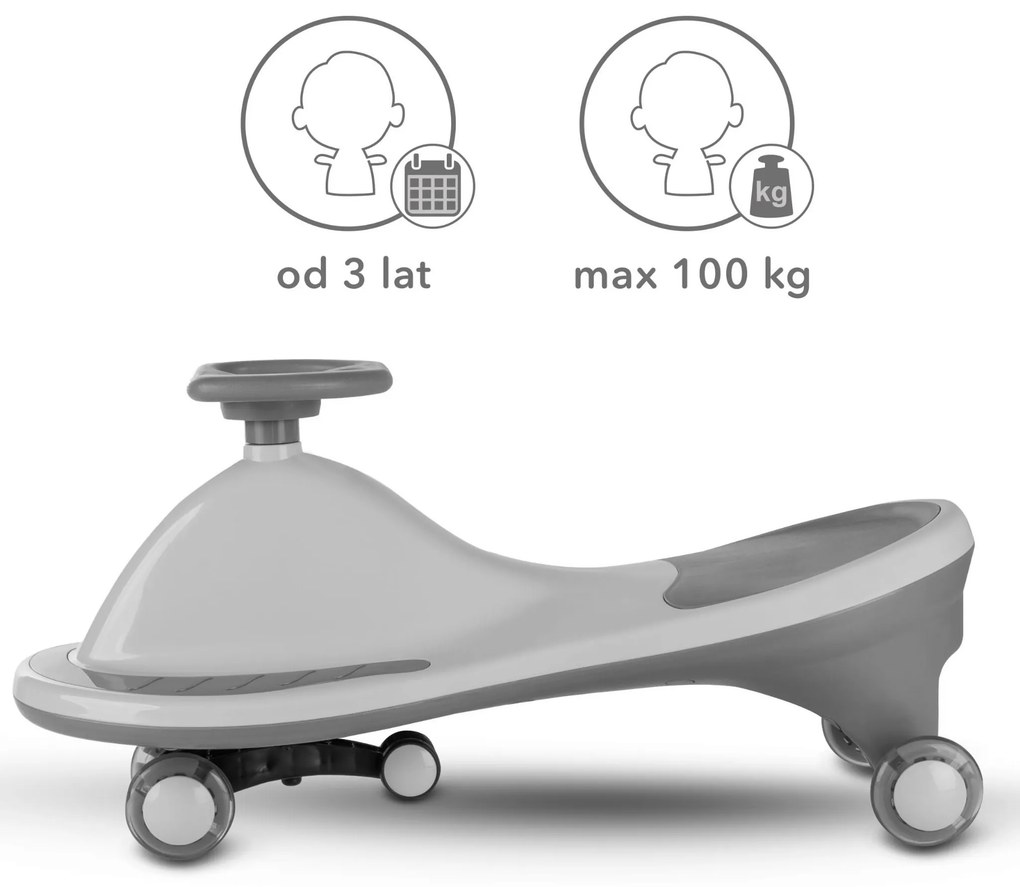 Kidwell ROLLO šedé balančné odrážadlo s LED kolieskami, nosnosť 100 kg