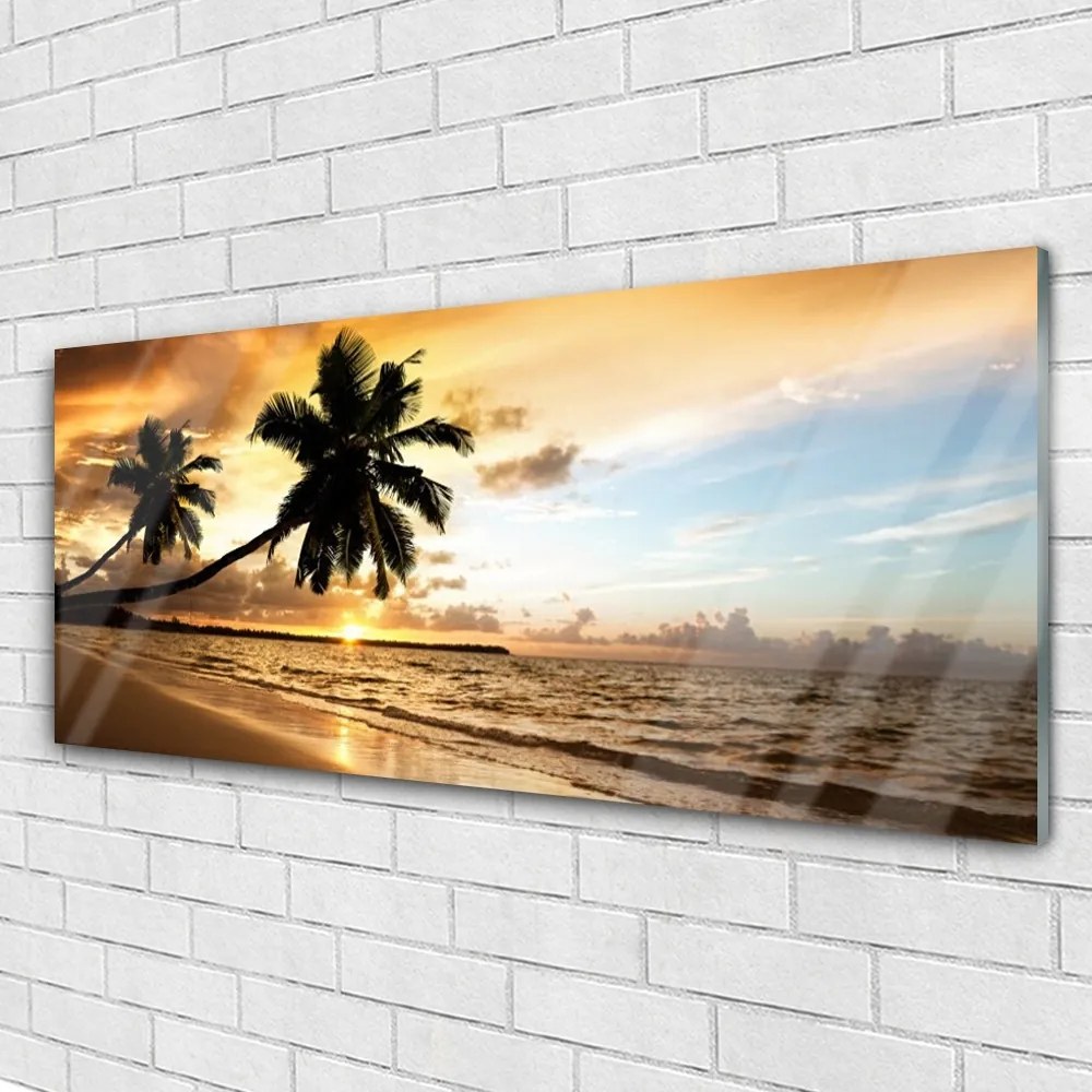 Obraz plexi Palma stromy pláž krajina 125x50 cm