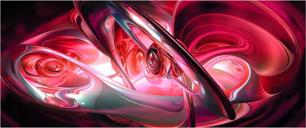 Obraz červených fraktálov (120x50 cm)