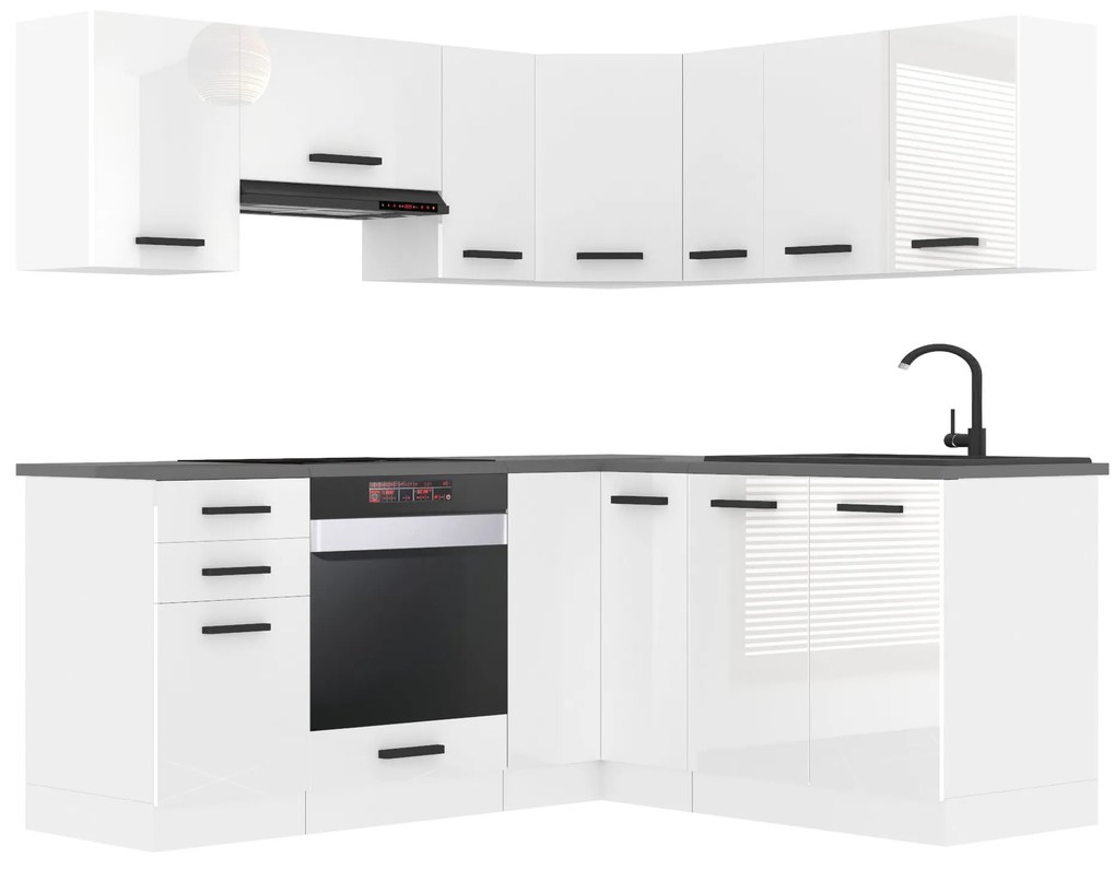 Kuchynská linka Belini Premium Full Version 380 cm biely lesk s pracovnou doskou SARAH