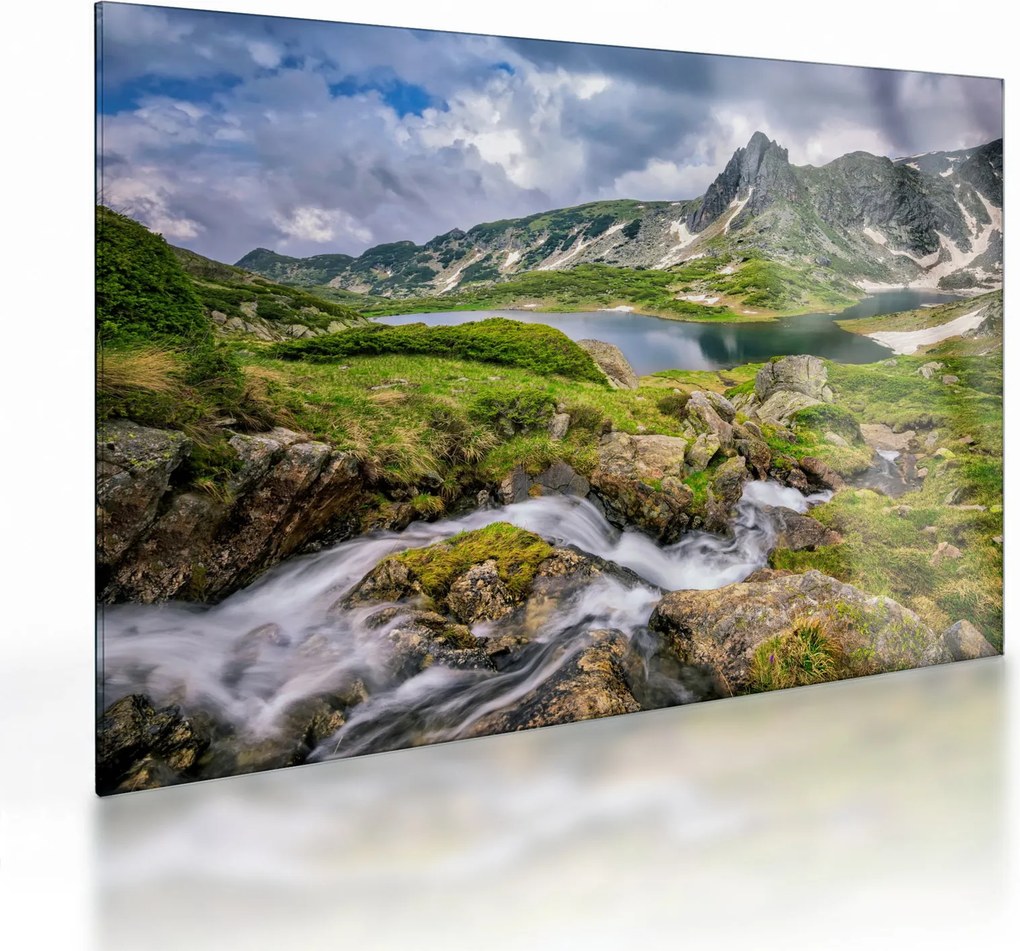Sklenený obraz - Pohľad na horu Rila (70x50 cm)