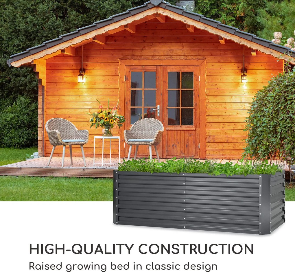 Blumfeldt High Grow Straight, vyvýšený záhon, 180 x 60 x 90 cm, 970 l, pozinkovaná oceľ