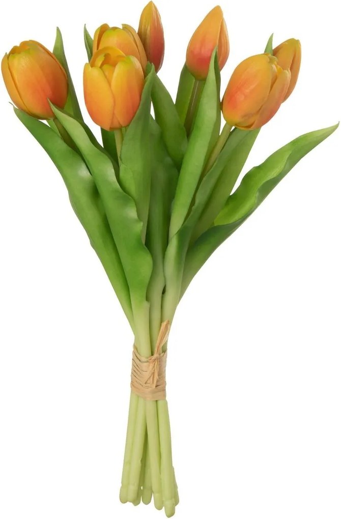 Kytica 7ks oranžových realistických tulipánov - 31cm