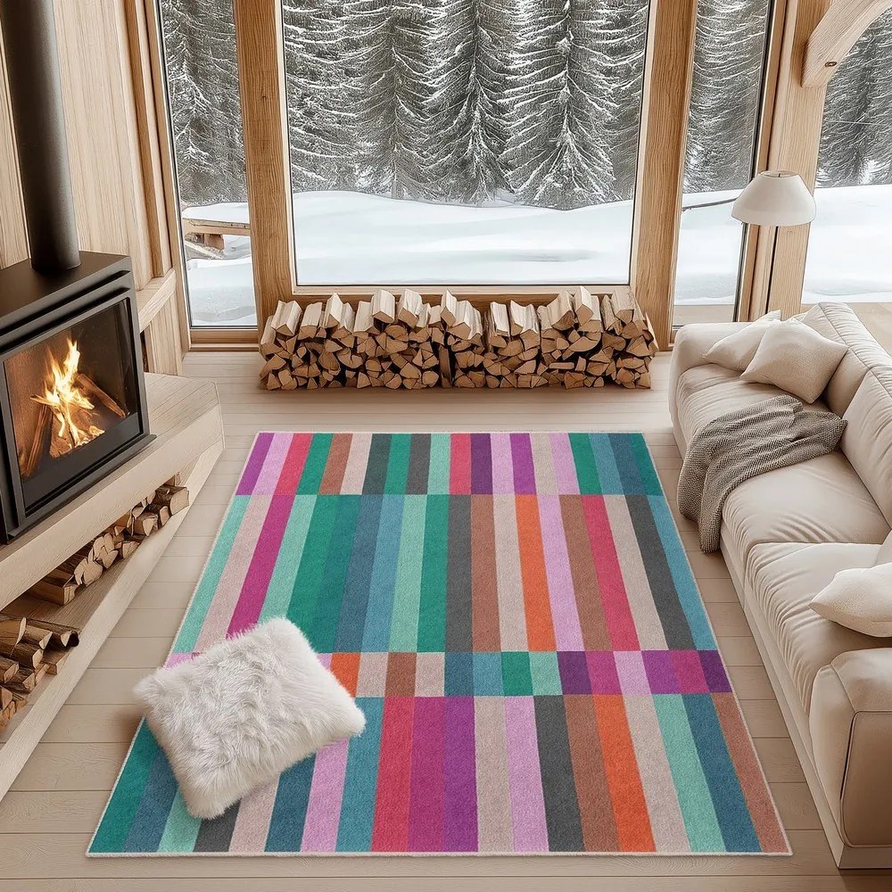 Tyrkysový prateľný koberec 80x150 cm Acid Rain – Mila Home