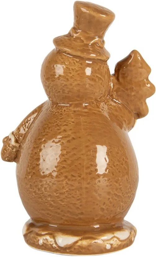 Christmas Decoration Snowman 11x8x16 Cm Brown Ceramic - 11*8*16 cm