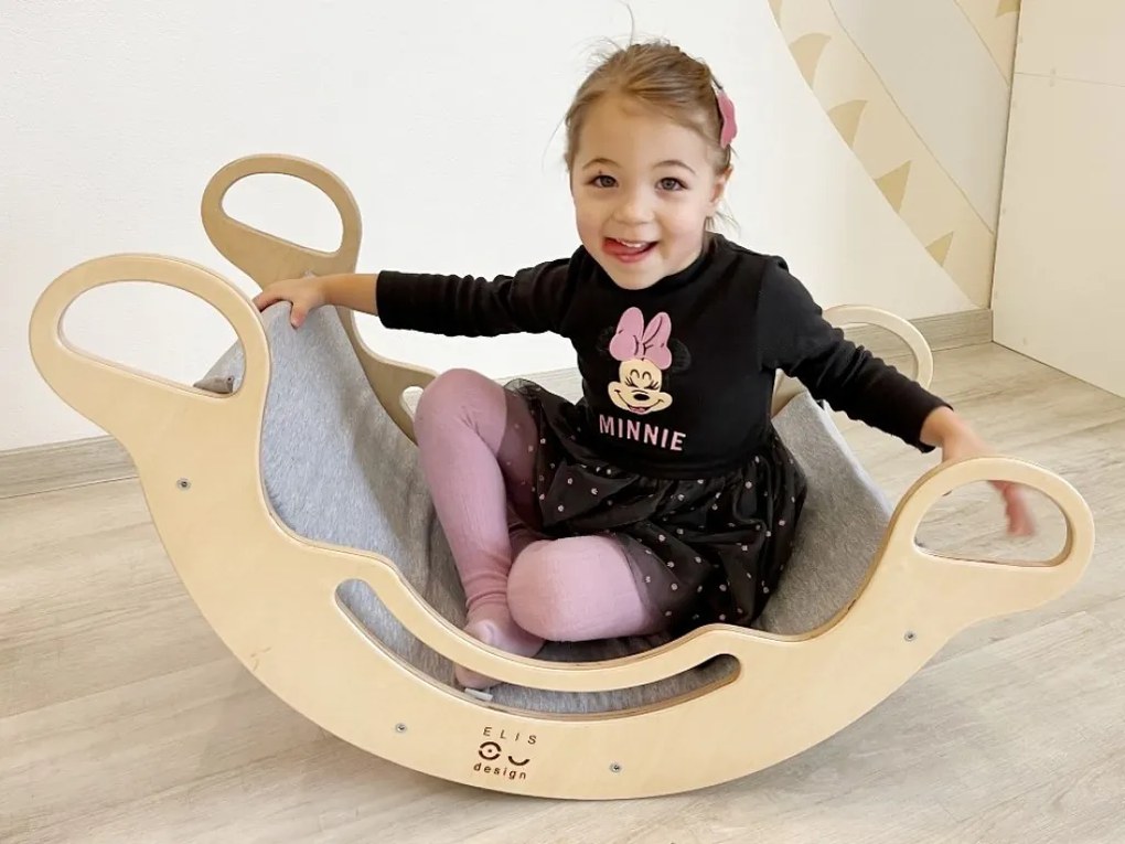 Podložka na Montessori hojdačku 6v1 smile s elastanom sivá