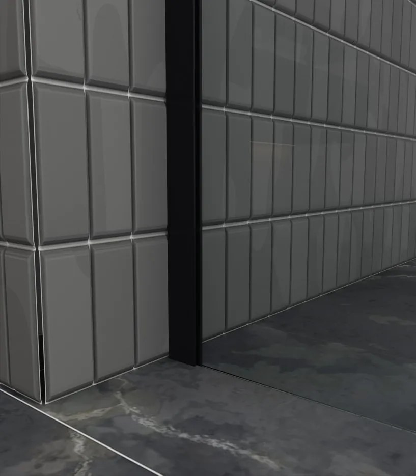 Erga Paris, sprchová zástena Walk-In 140x200 cm, 8mm šedé sklo, čierny profil, ERG-V02-PARIS-140x200-GR-BK