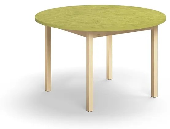 Stôl DECIBEL, Ø1200x720 mm, linoleum - limetková zelená, breza