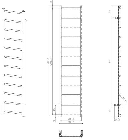 Sapho - Kúpeľňový radiátor DINA 278 W 30x138 cm biely