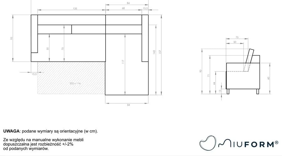 Tyrkysovomodrá rozkladacia rohová pohovka Miuform Scandic Lagom, pravý roh