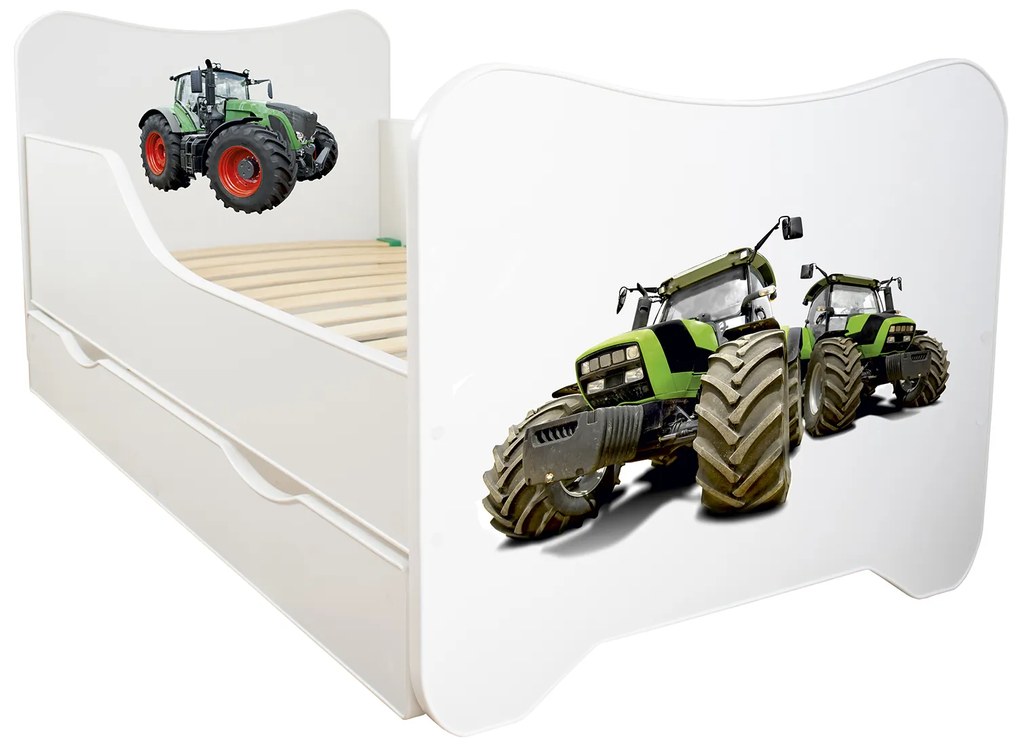 TOP BEDS Detská posteľ Happy Kitty 140x70 Traktor so zásuvkou