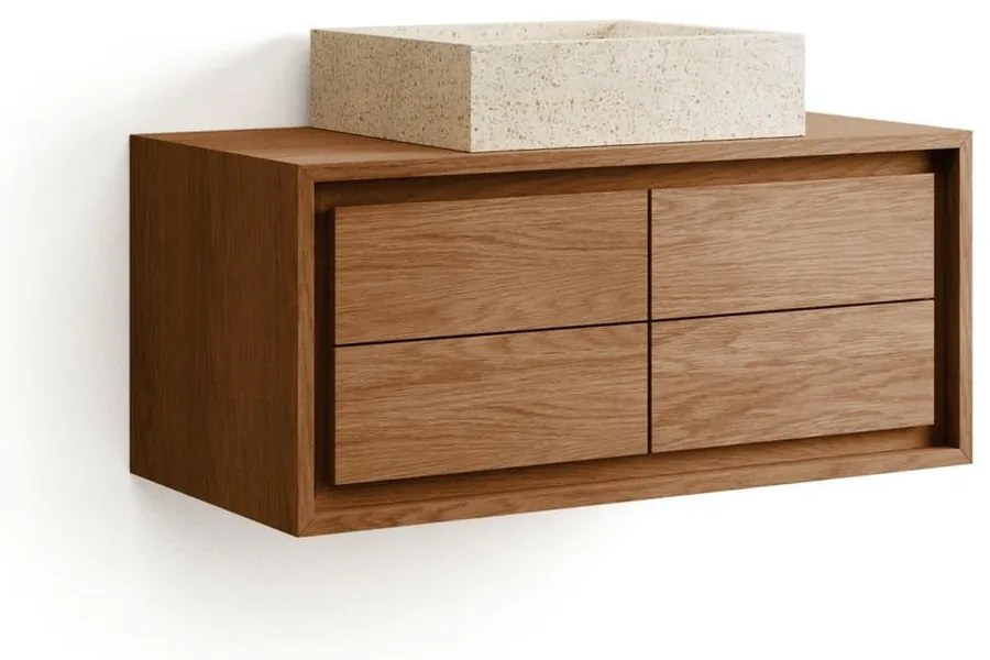 Hnedá závesná skrinka pod umývadlo z teakového dreva 90x40 cm Kenta – Kave Home