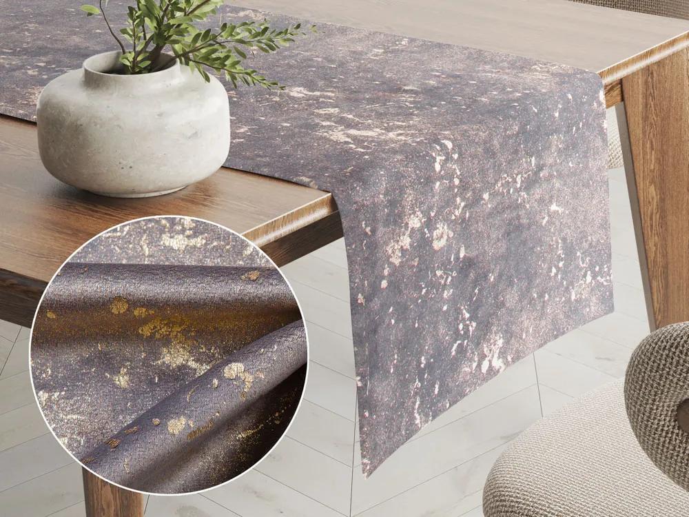 Biante Zamatový behúň na stôl Isabela IBL-002 Gold Design sivý 35x180 cm