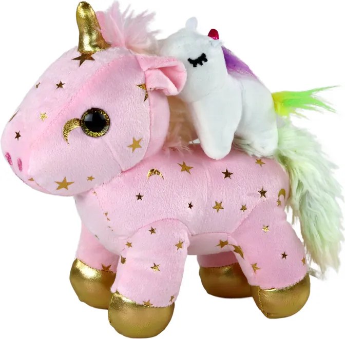 LEAN Toys Jednorožec Plyšová uspávanka Ružová s hviezdami