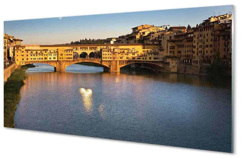 Sklenený obraz Taliansko Sunrise mosty 140x70cm
