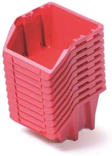 Sada 10 úložných boxov po 18,7 × 15,8 × 11,4 cm, červená
