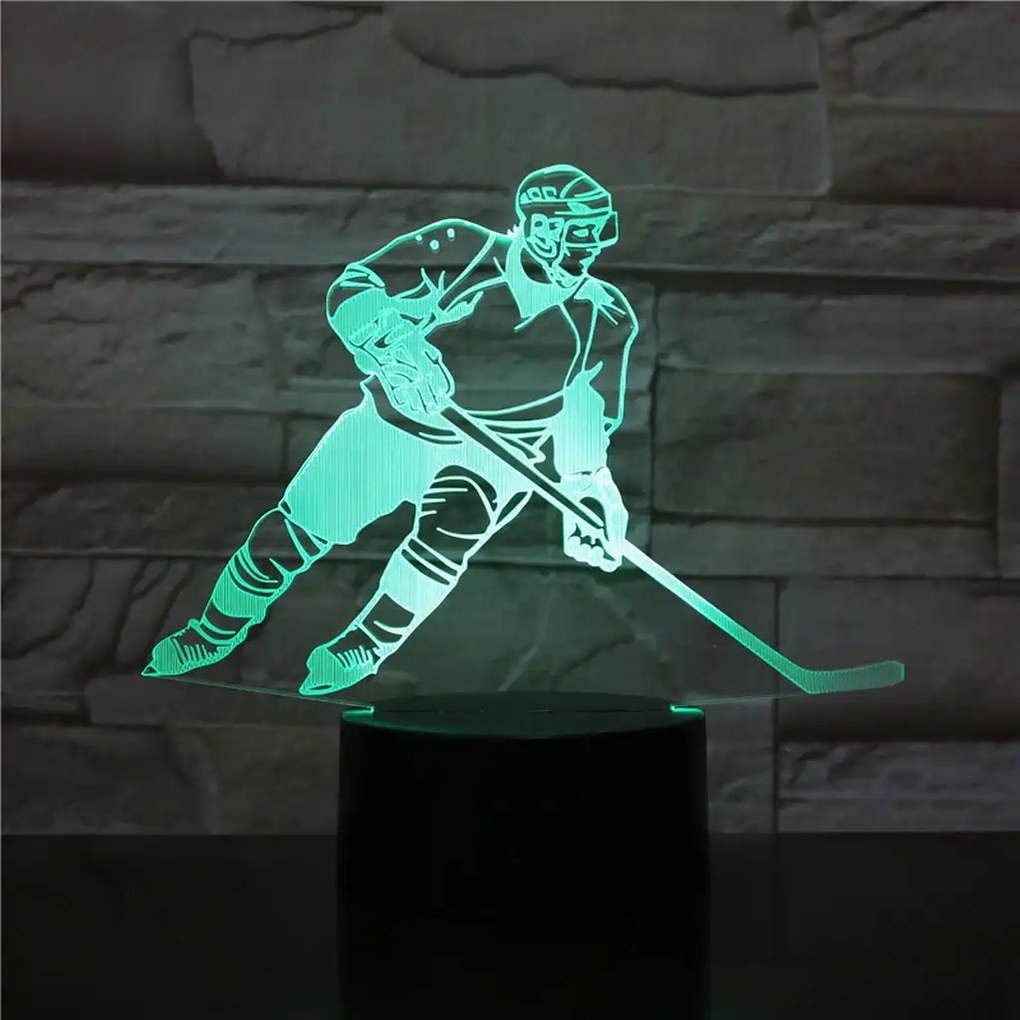 3Dmix 3DL-WD037 – 3D LED nočná lampa - Hokejista (Wood)
