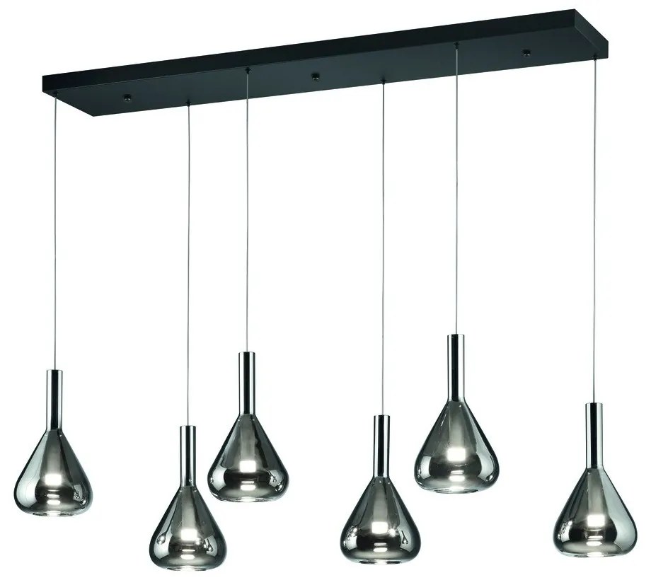 Čierne LED závesné svietidlo so skleneným tienidlom Cipera – CINQUE