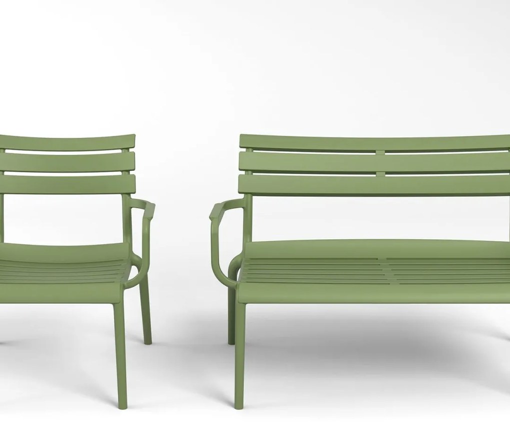 PARIS ZÁHRADNÁ LOUNGE LAVICA S PODRÚČKAMI olive green