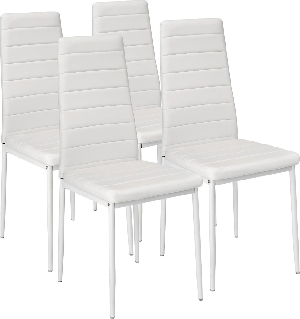 tectake 401845 4 jedálenská stolička, syntetická koža - bílá, 41.00 cm x 98.50 cm x 45.00 cm