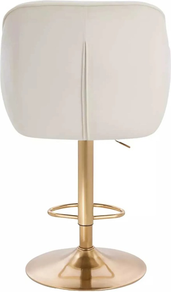 LuxuryForm DESIGN Barová stolička AVOLA VELUR na zlatom tanieri - biela
