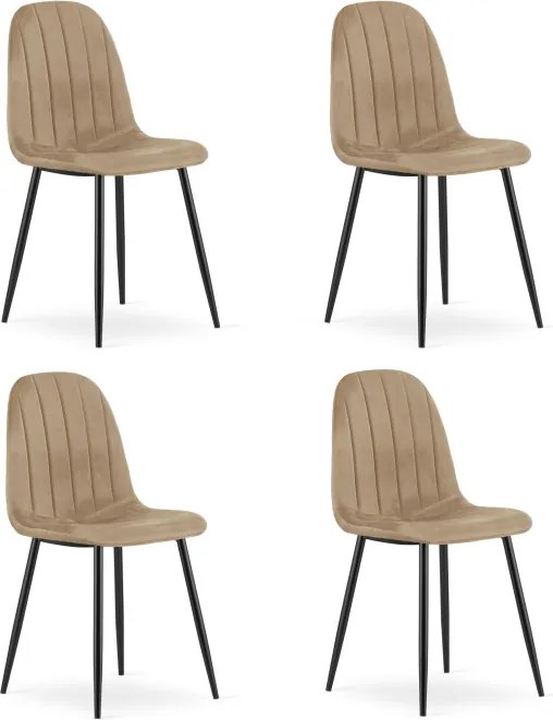 Set štyroch jedálenských stoličiek PADVA zamatové hnedé / čierne nohy (4 ks)