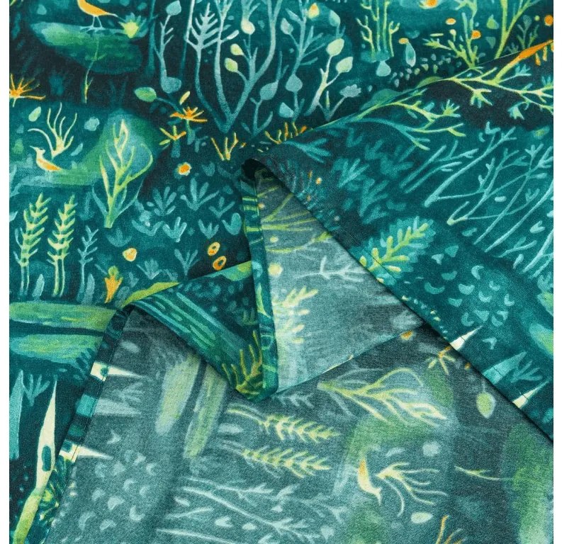 Plachta z mikrovlákna 140x240 cm a povlak na vankúš 50x70 cm NEON FOREST, farebná