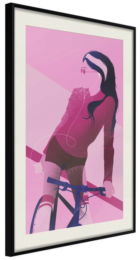 Artgeist Plagát - Woman on Bicycle [Poster] Veľkosť: 30x45, Verzia: Zlatý rám