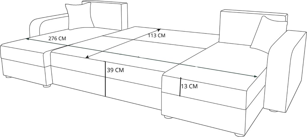 Rozkladacia sedacia súprava do U VALERIO 305x140 cm, svetlosivá/béžová