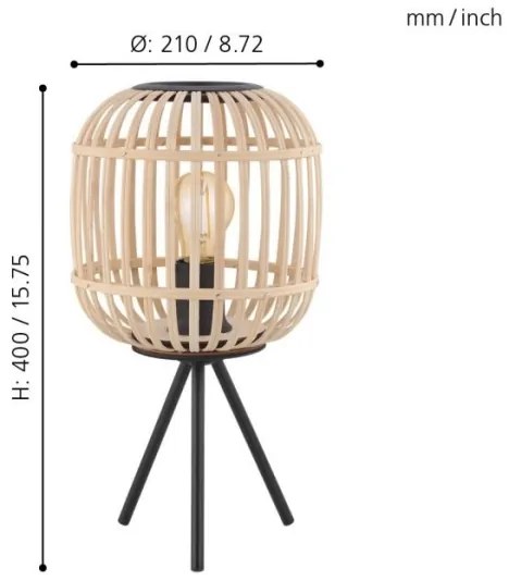 Eglo 43218 - Stolná lampa BORDESLEY 1xE27/28W/230V