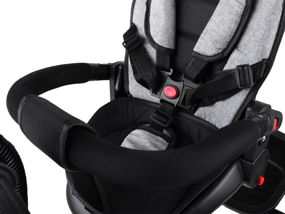 Detská trojkolka Tiny Bike 3 v 1 so strieškou, otočná SP0650 sivá