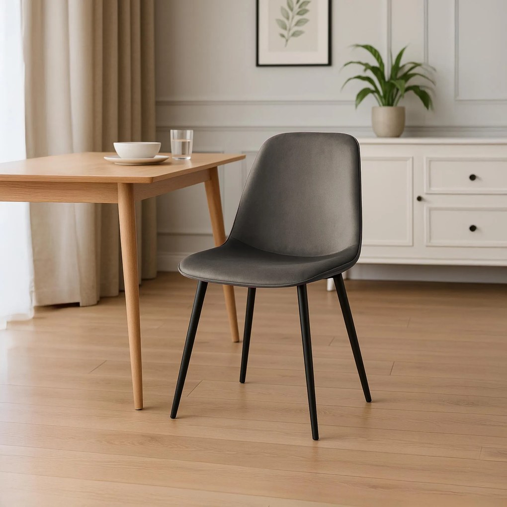 Sada 4 ks jedálenskej stoličky Maryam zamat - antracitová