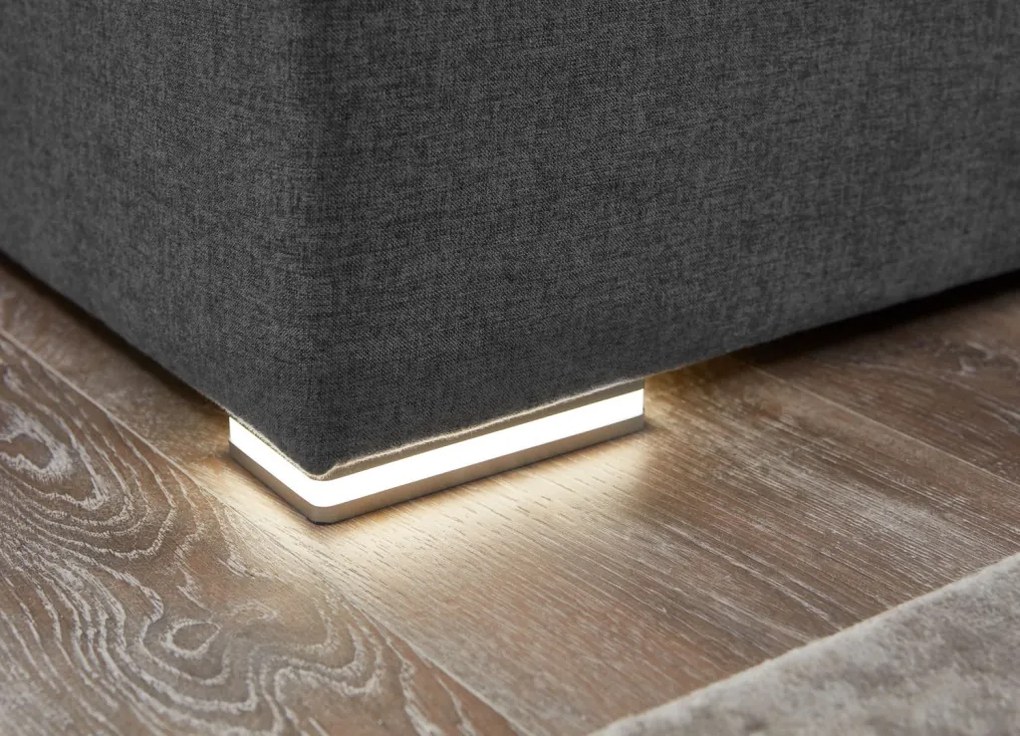 Posteľ boxspring s osvetlením Fargo 180x200 cm, šedá látka