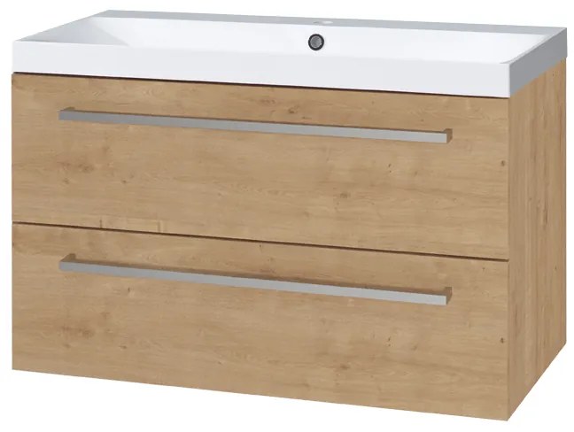 Mereo Mereo, Bino, kúpeľňová skrinka s umývadlom z liateho mramoru 101 cm, biela, dub, MER-CN622M