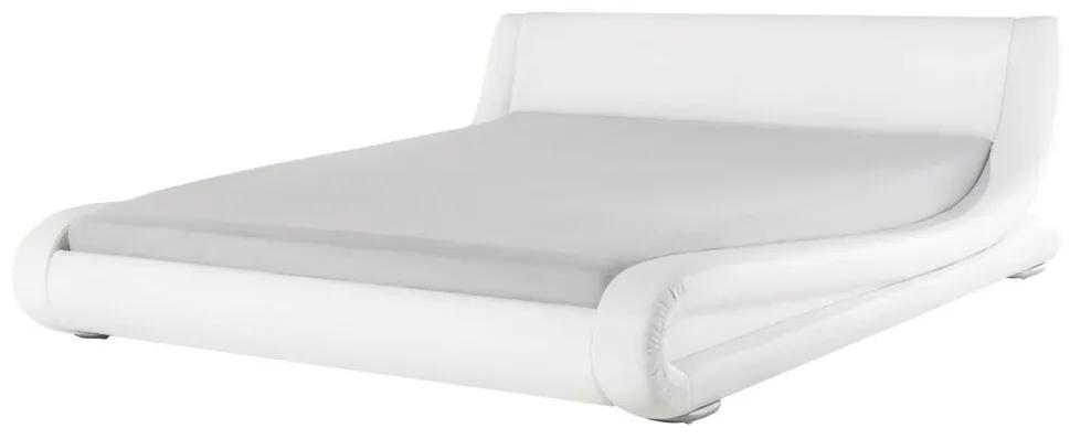 Kožená posteľ biela 160 x 200 cm AVIGNON Beliani