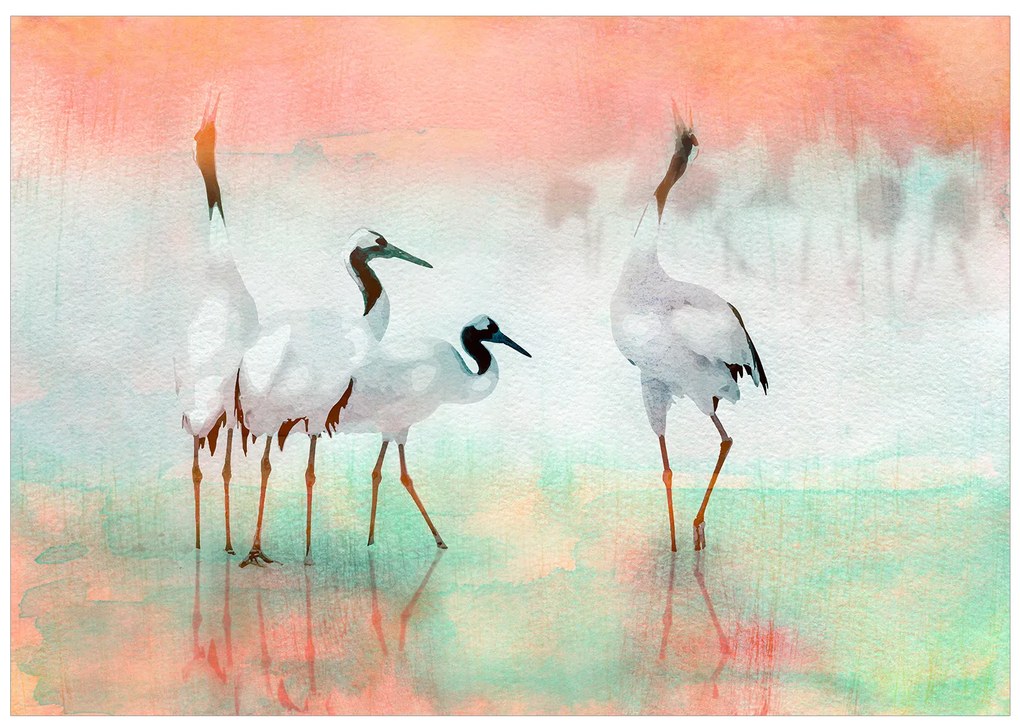 Artgeist Fototapeta - Cranes in Pastels Veľkosť: 100x70, Verzia: Standard