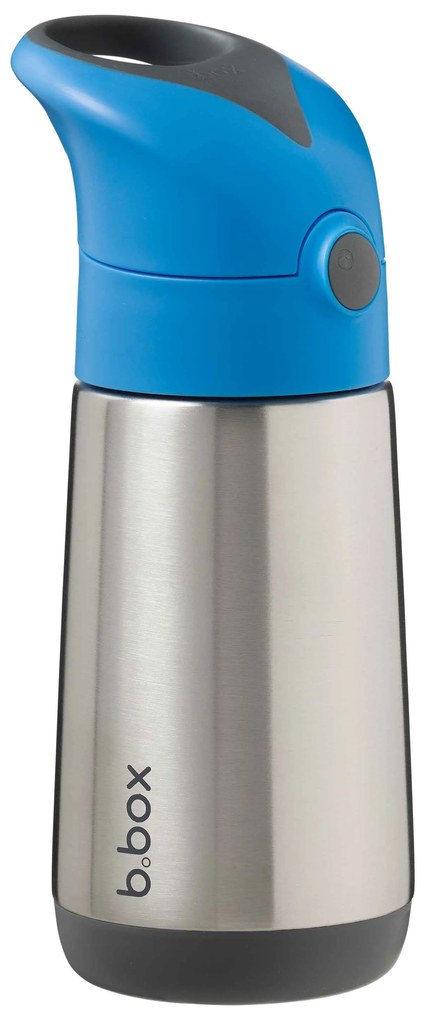 Termoska na pitie so slamkou 350 ml - modrá/sivá