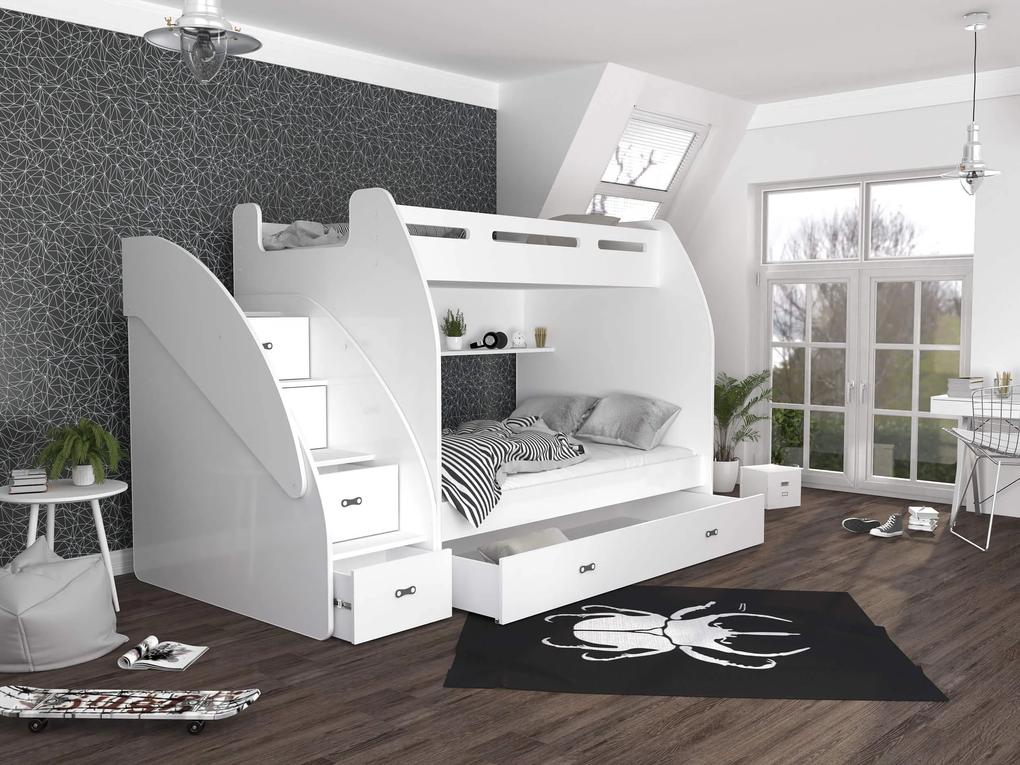 GL Poschodová posteľ Max 3 - viac farieb Farba: Biela, Variant matrac: S matracmi