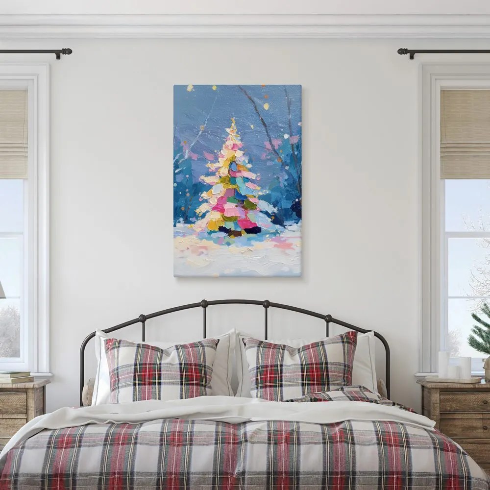 Obraz sviatočná noc s farebným stromčekom