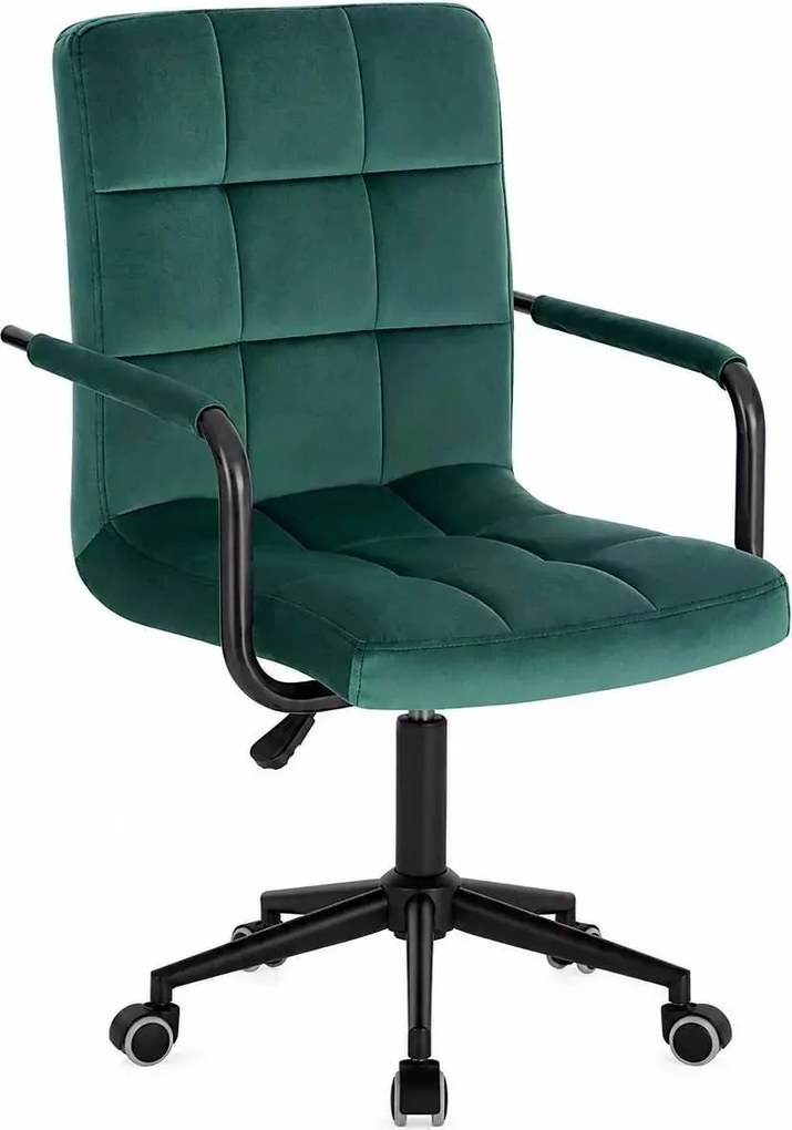 LuxuryForm DESIGN Otočná stolička VERONA BLACK VELUR na čiernej podstave s kolieskami - zelená